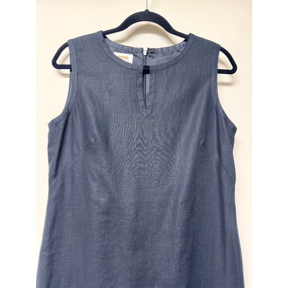 VTG - TALBOTS 100% Irish Linen Black Keyhole Front Sheath Midi Dress, Sz 12P - Picture 3 of 12